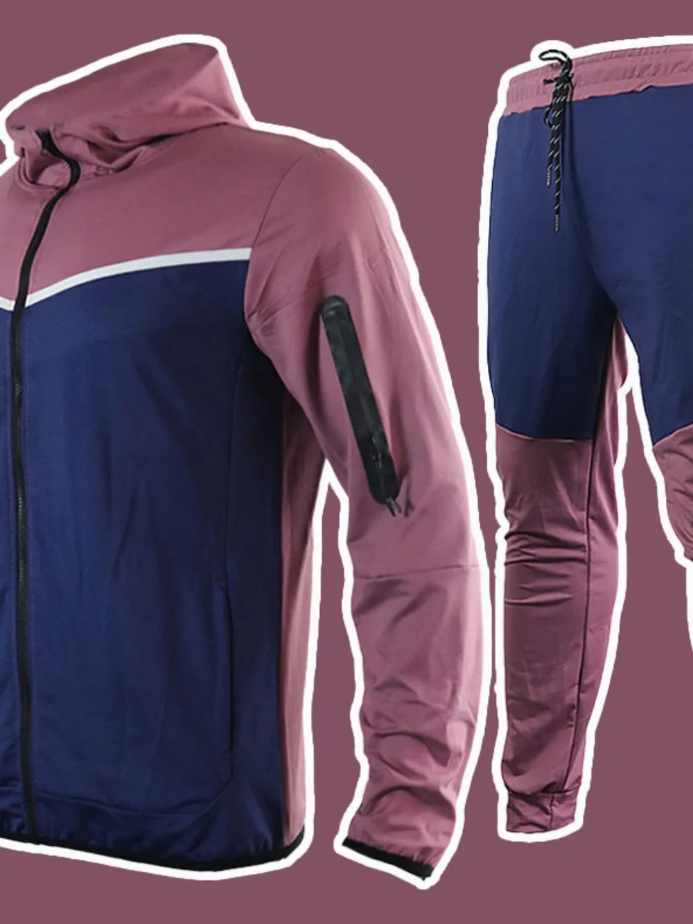 Men's Full Size Zip Up Top and Pants Set Plus Size