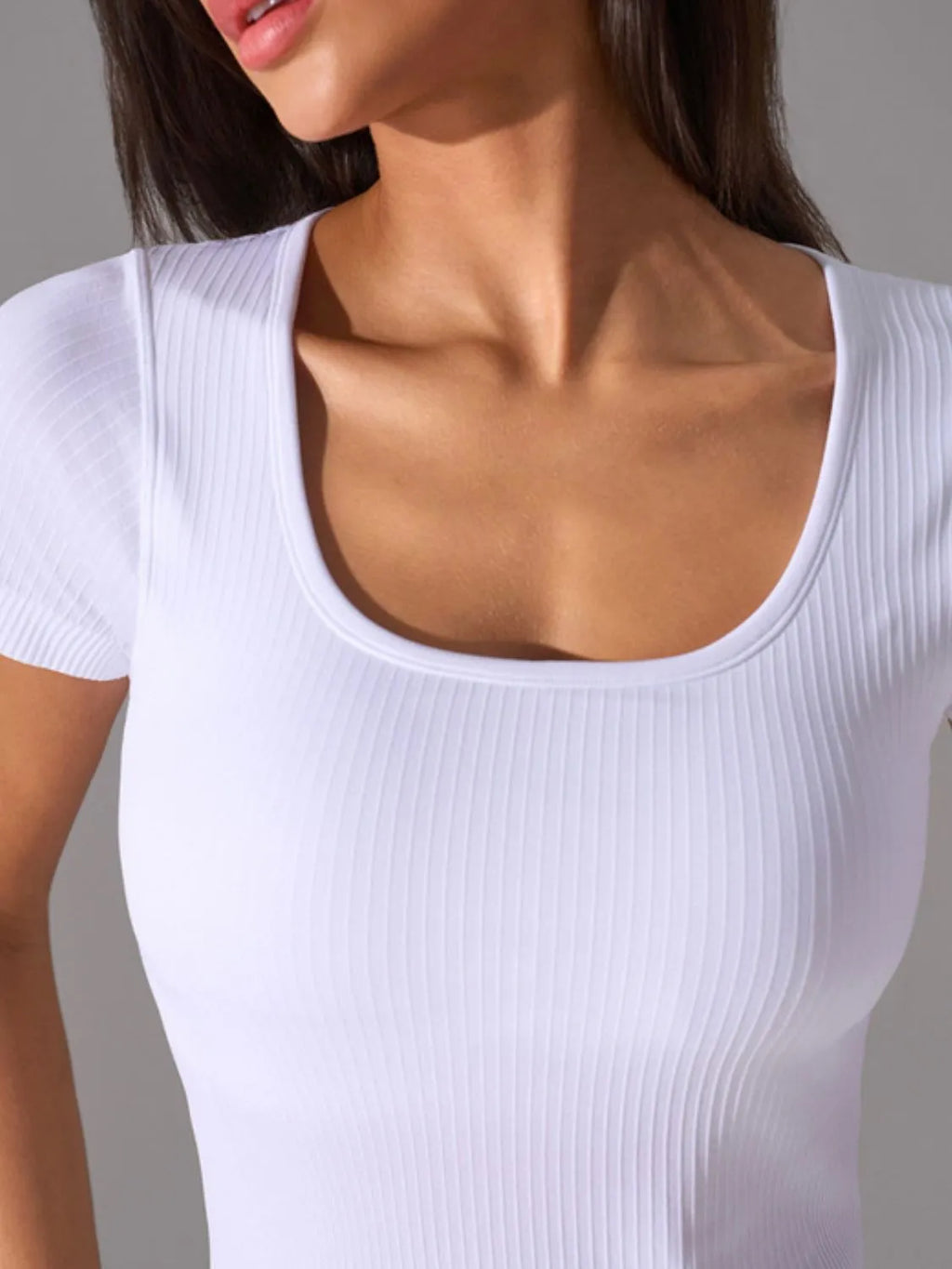 women's square neck active t-shirt with detachable chest pads - extra view