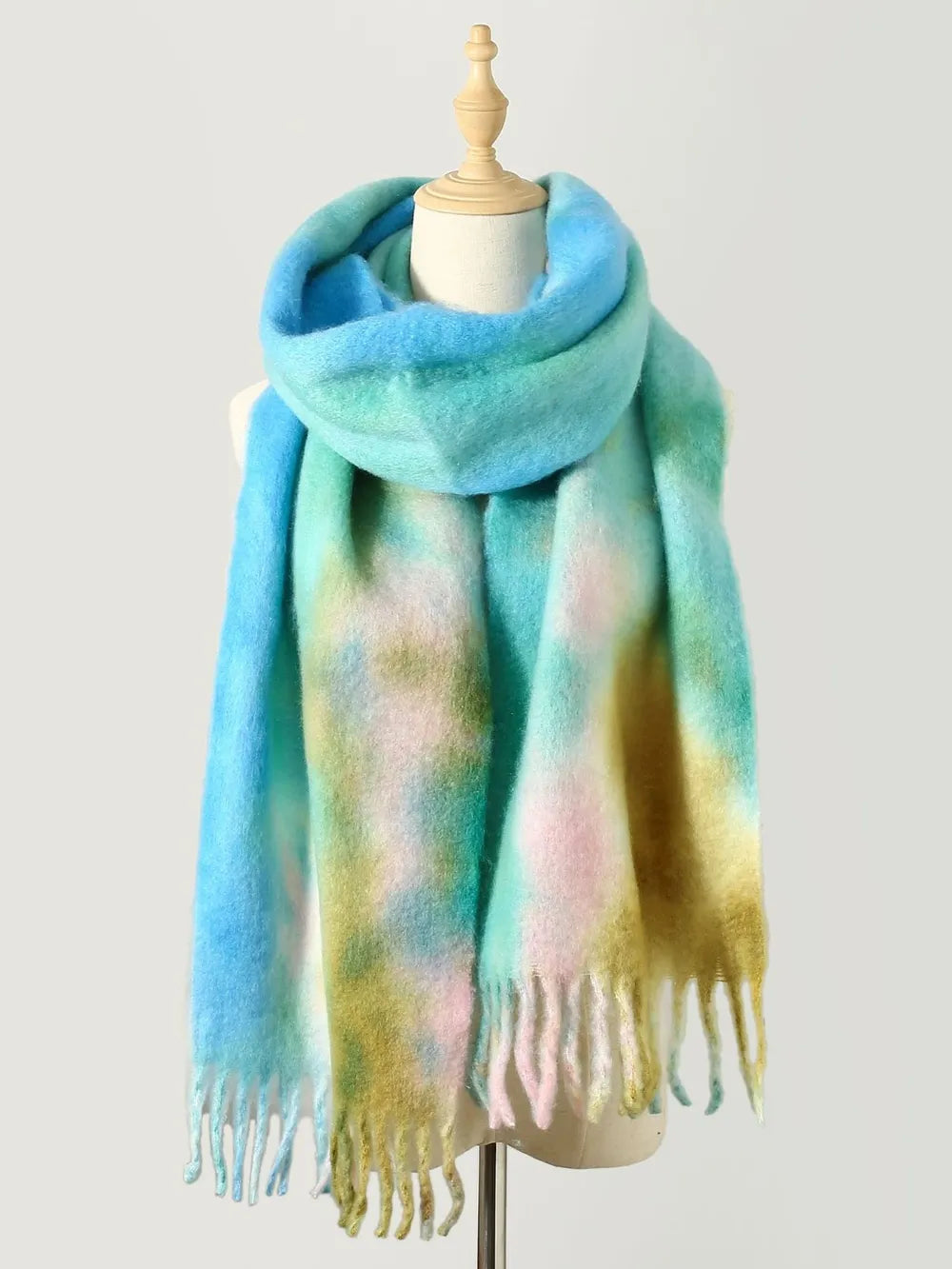 cashmere blend scarf looped with jacket