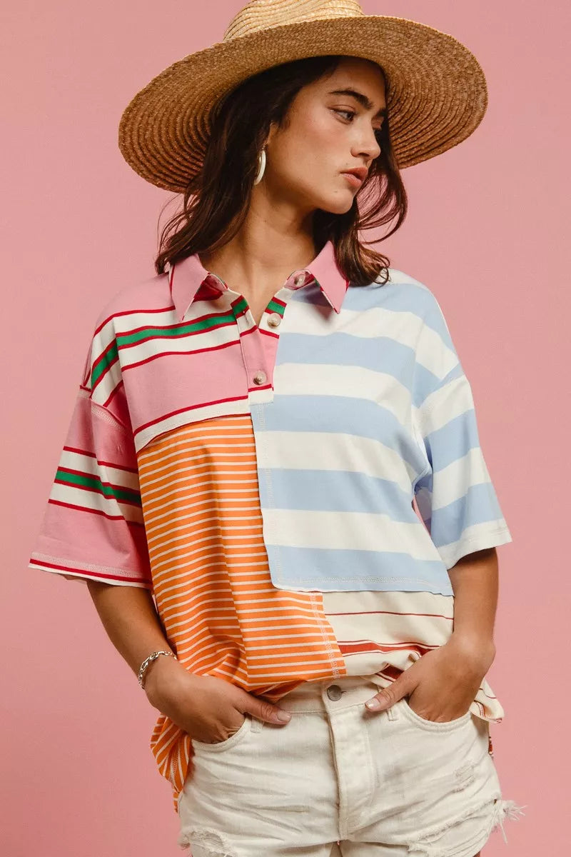 women's bibi mix and match stripe color block shirt - second view