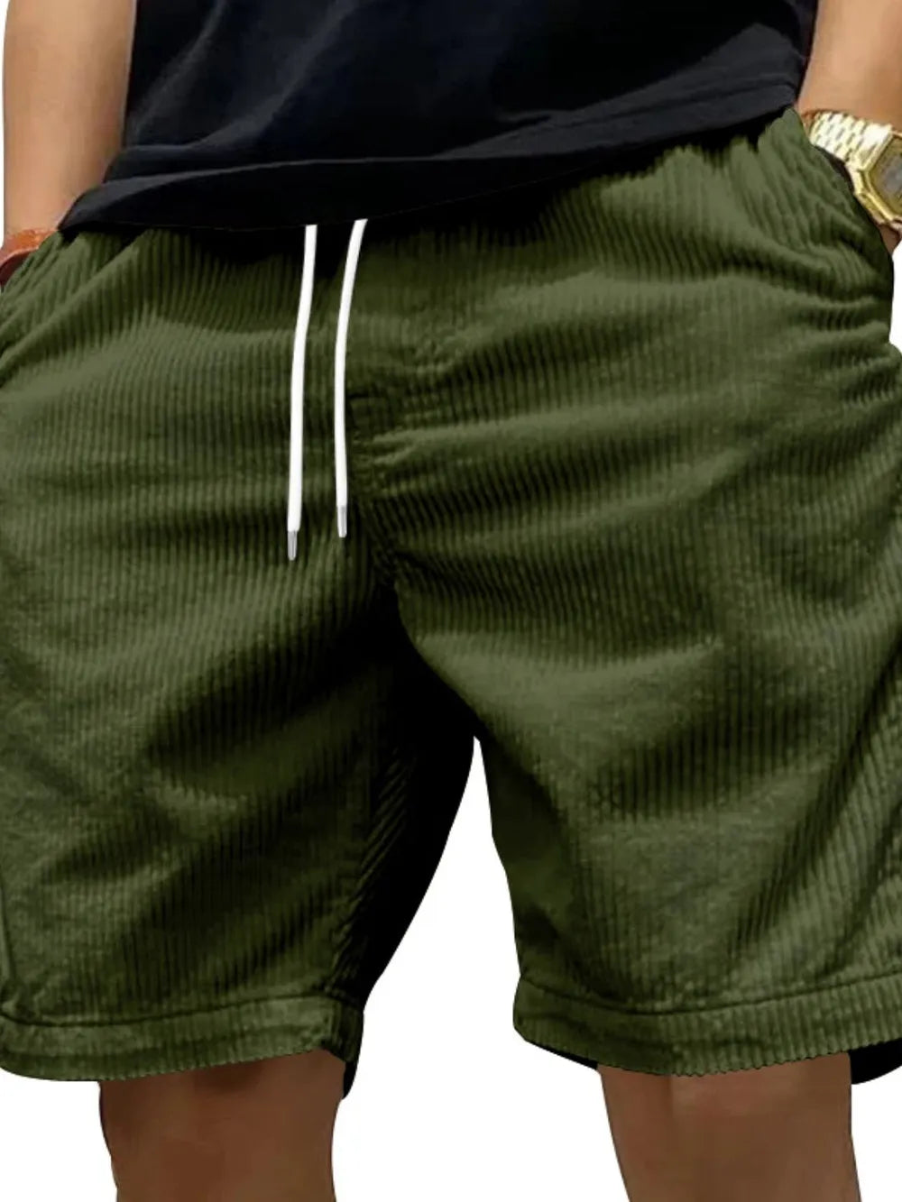 Men's Drawstring Shorts with Pockets Army Green
