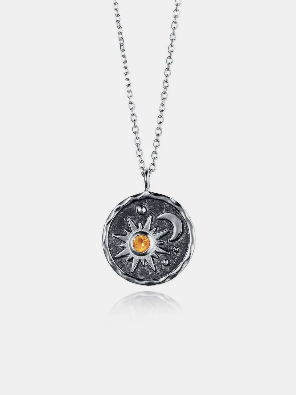alloy inlaid zircon sun & moon necklace styled as a women’s apparel