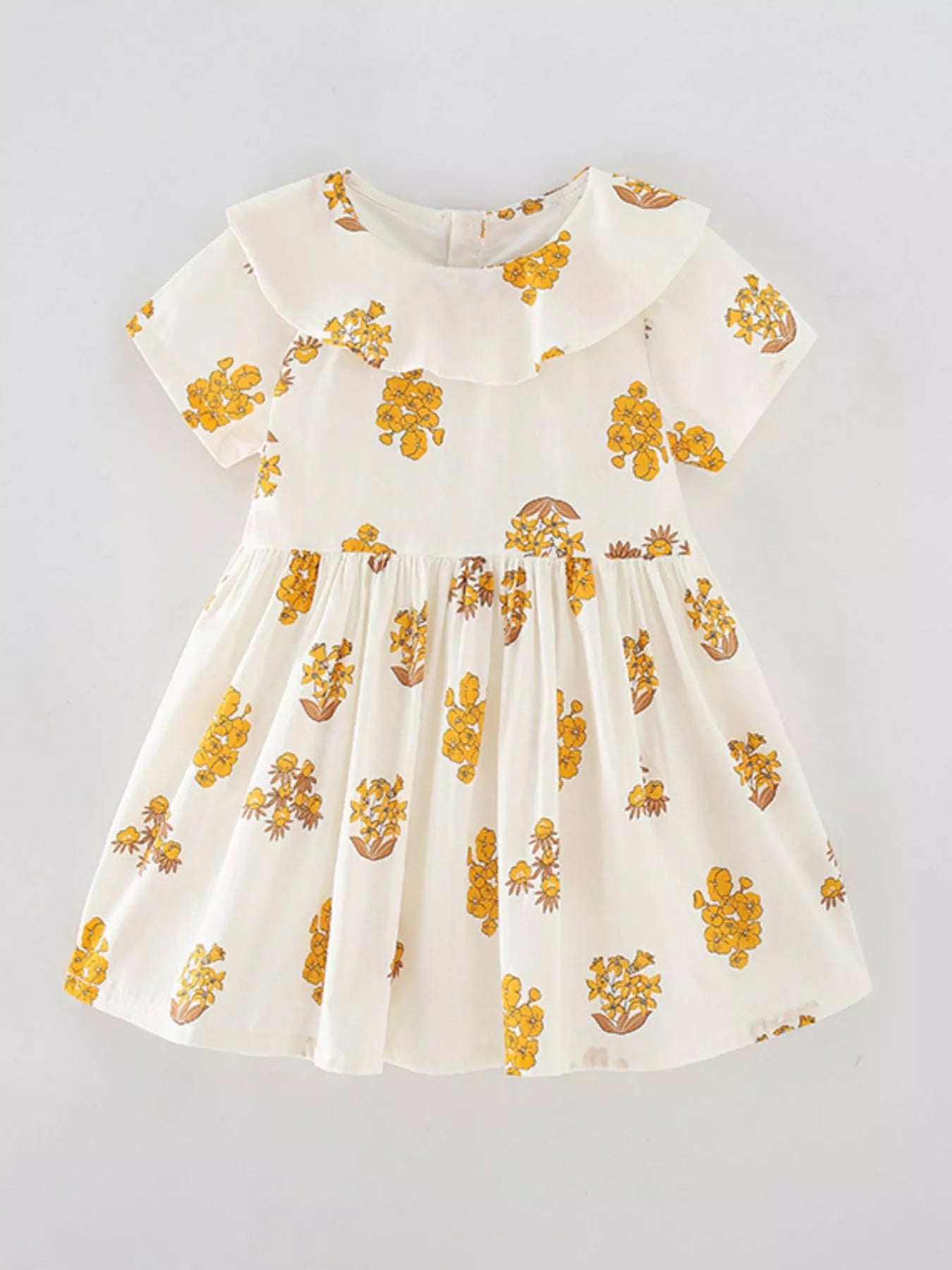 women's children's floral print ruffle collar dress - front view