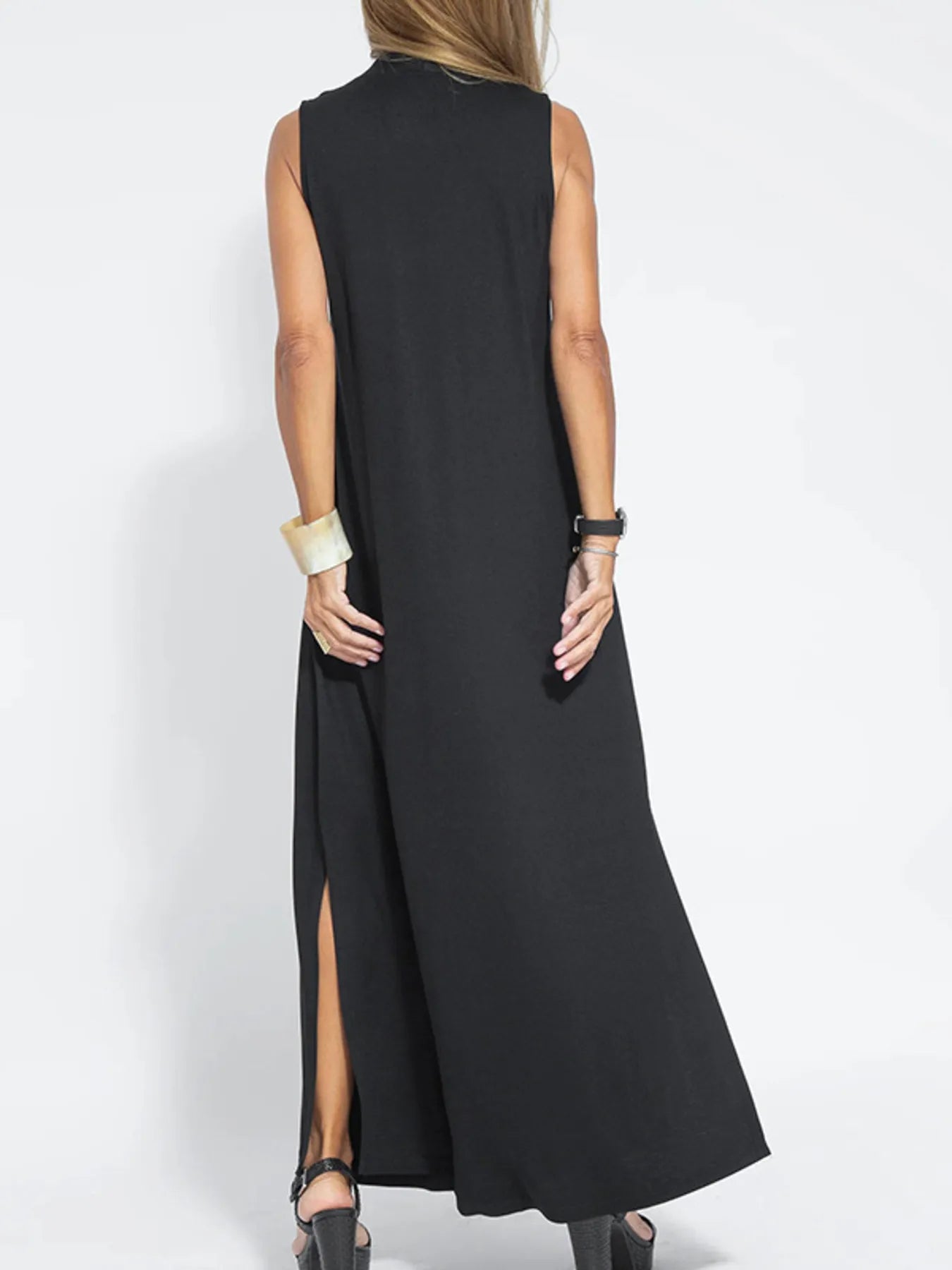 Full Size V-Neck Sleeveless Maxi Dress with Slit Plus Size