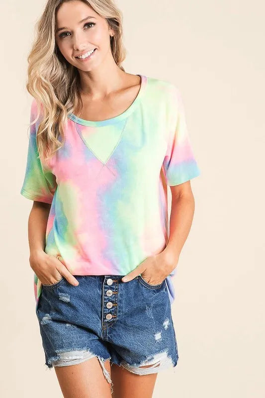 women's bibi tie dye french terry print top - additional image