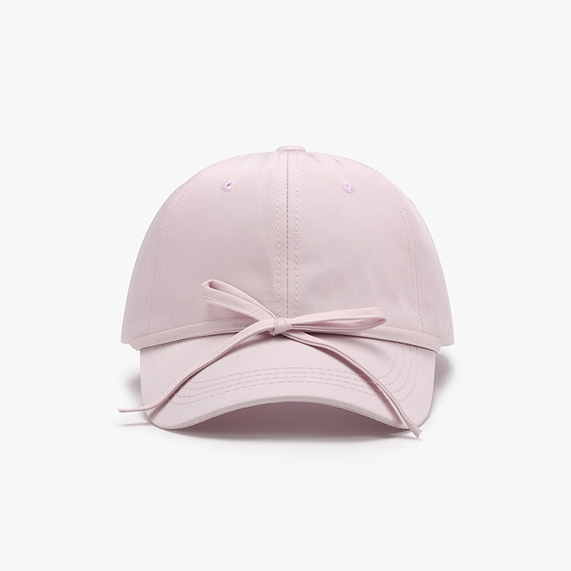 Tied Bow Cotton Baseball Cap Blush Pink One Size