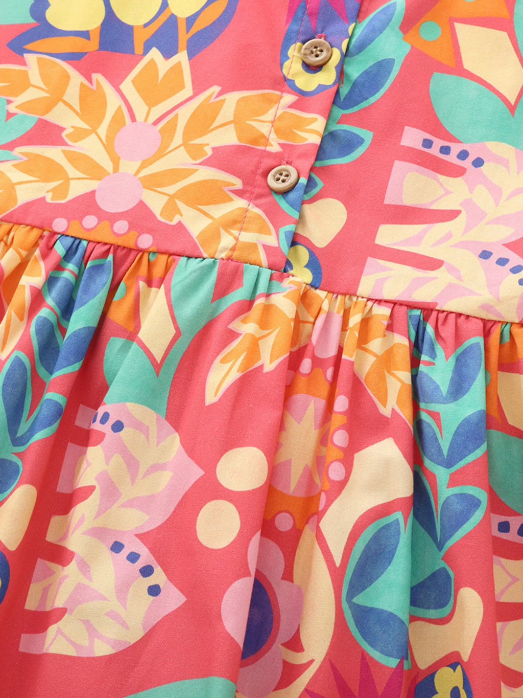 women's children's floral print button detail casual dress - additional image