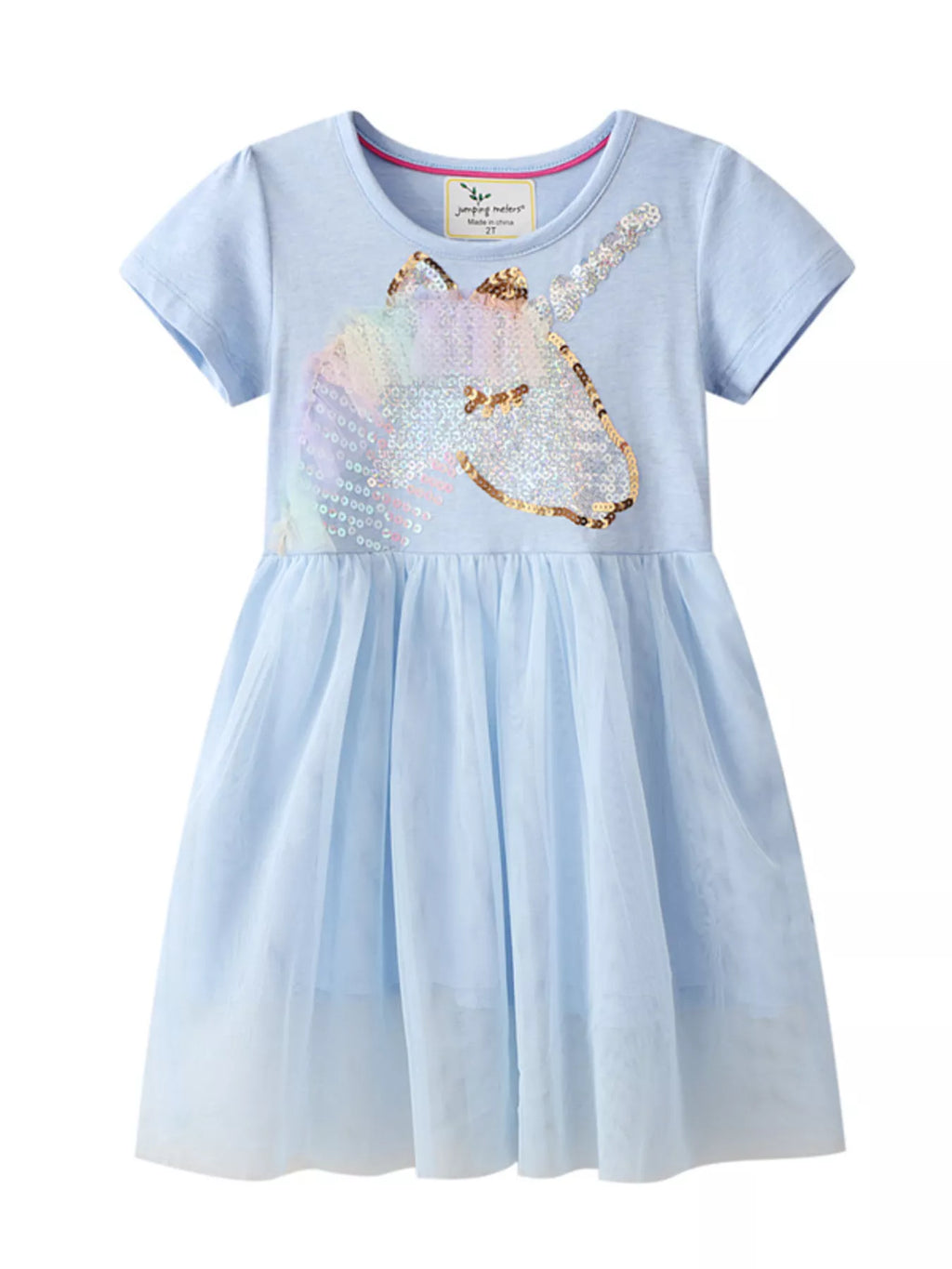 women's children's sequin round neck tulle dress - styled view