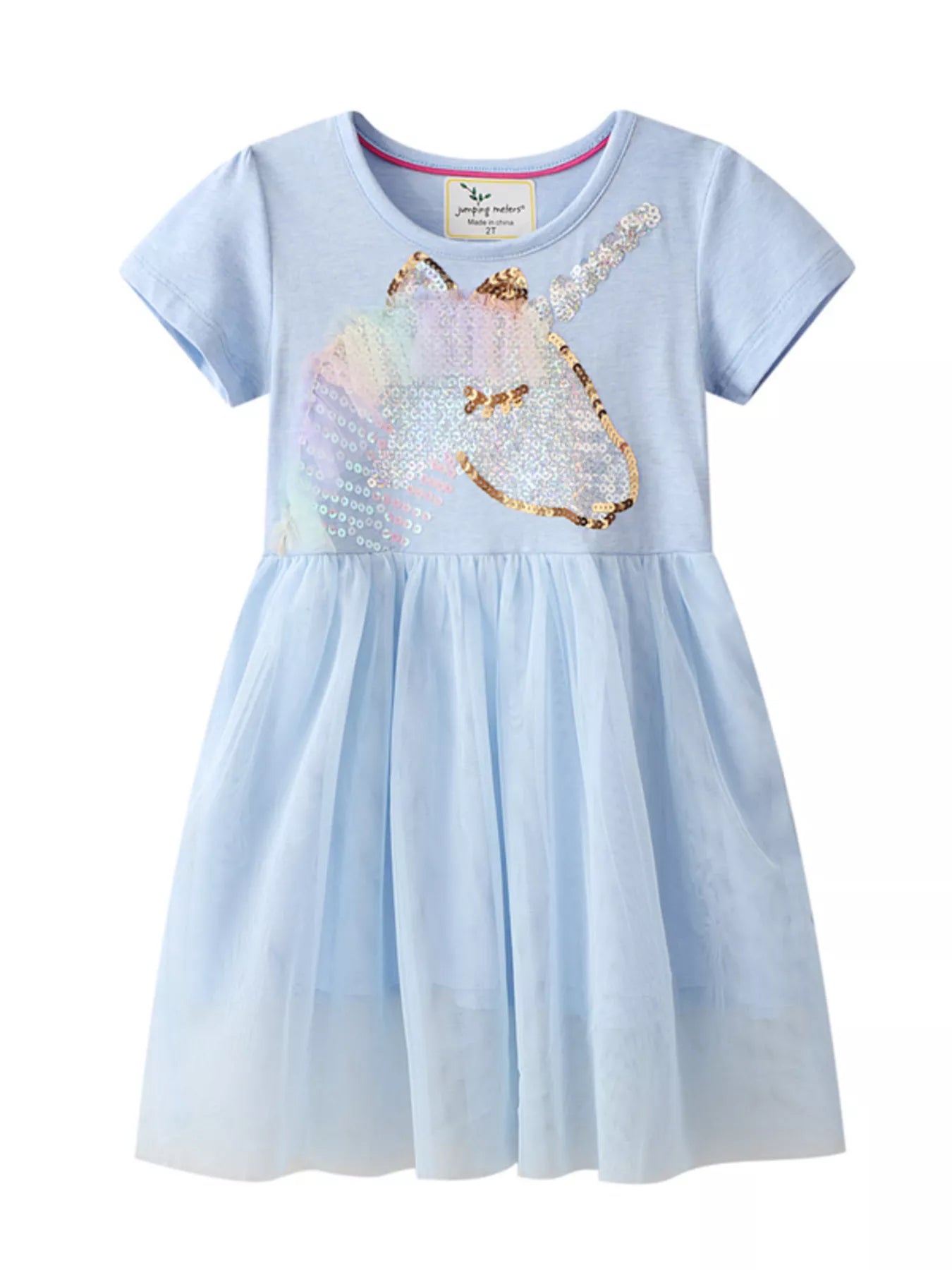 women's children's sequin round neck tulle dress - styled view