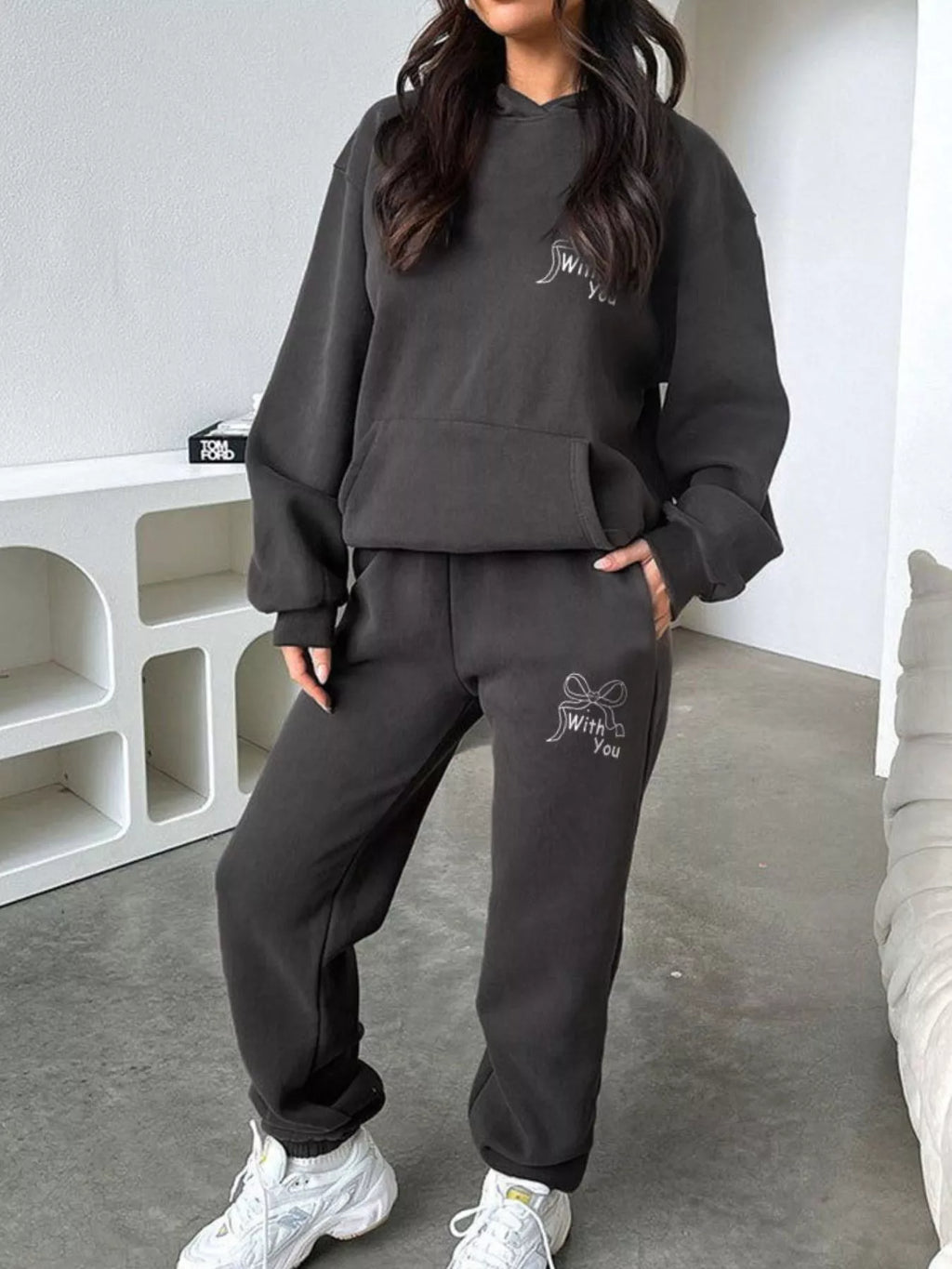 women's dropped shoulder hoodie and pants set - extra view