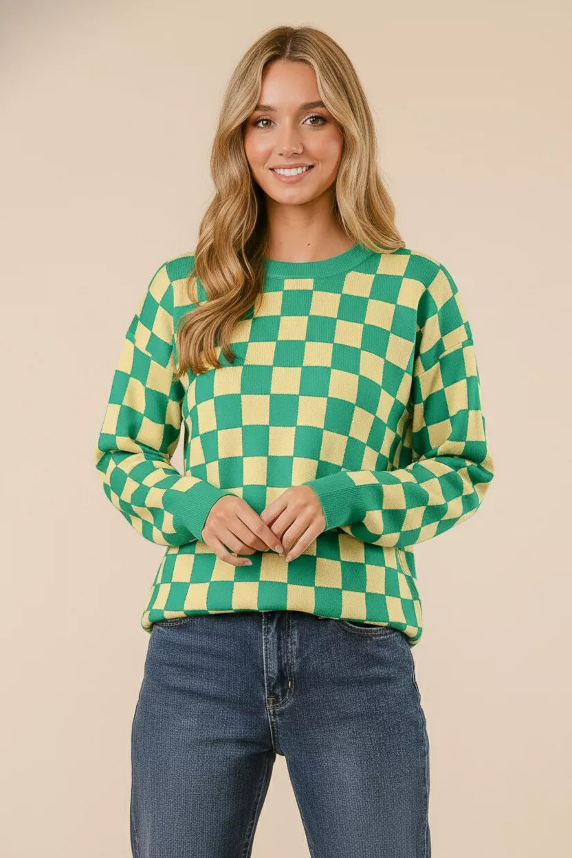 women's bibi checkered pattern sweater - second view
