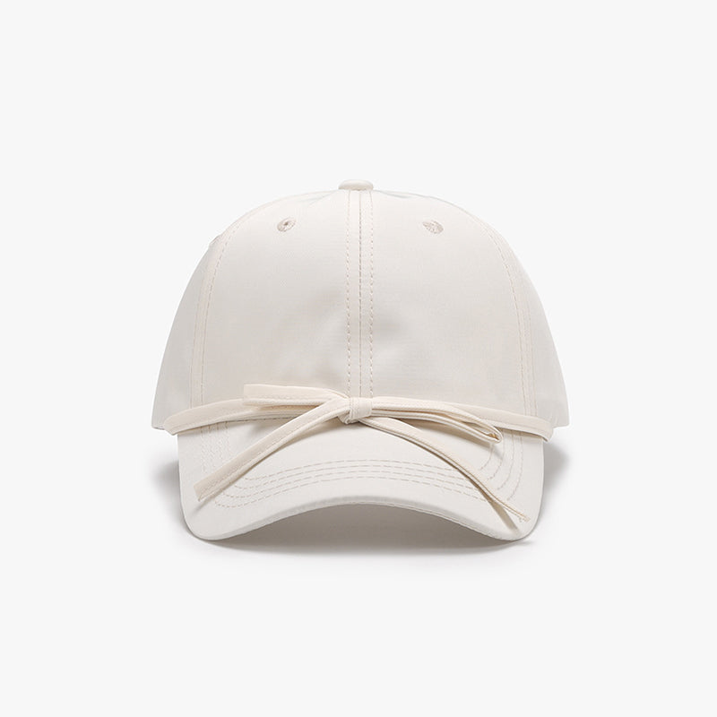 Tied Bow Cotton Baseball Cap Ivory One Size