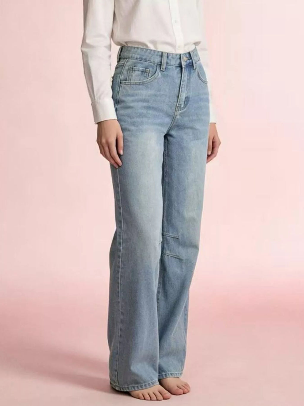 women's wide leg wash jeans - product detail