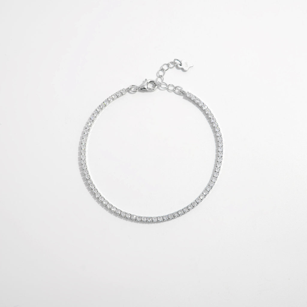 925 sterling silver inlaid zircon bracelet — ring view