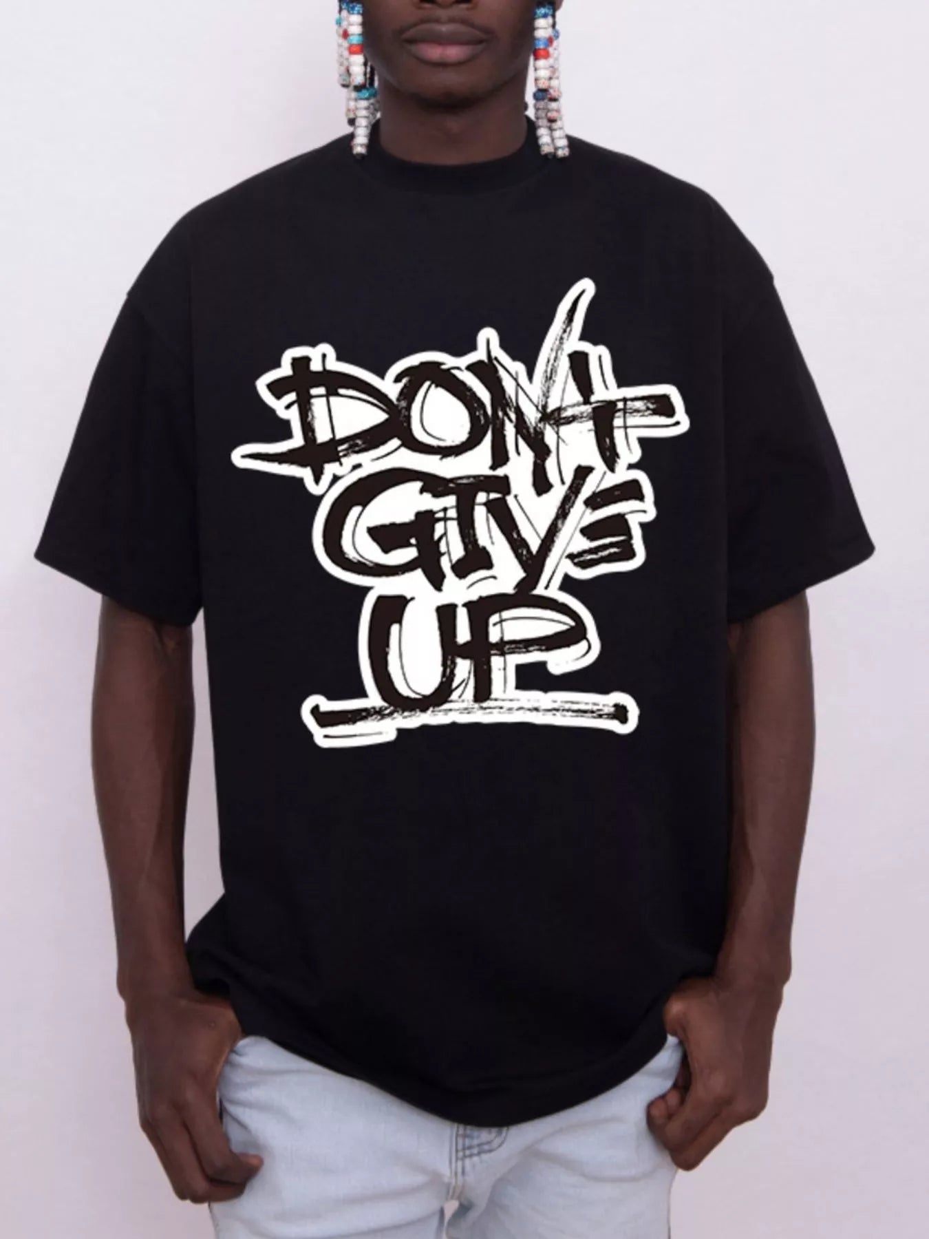 men's men's letter graphic crew neck t-shirt - styling option