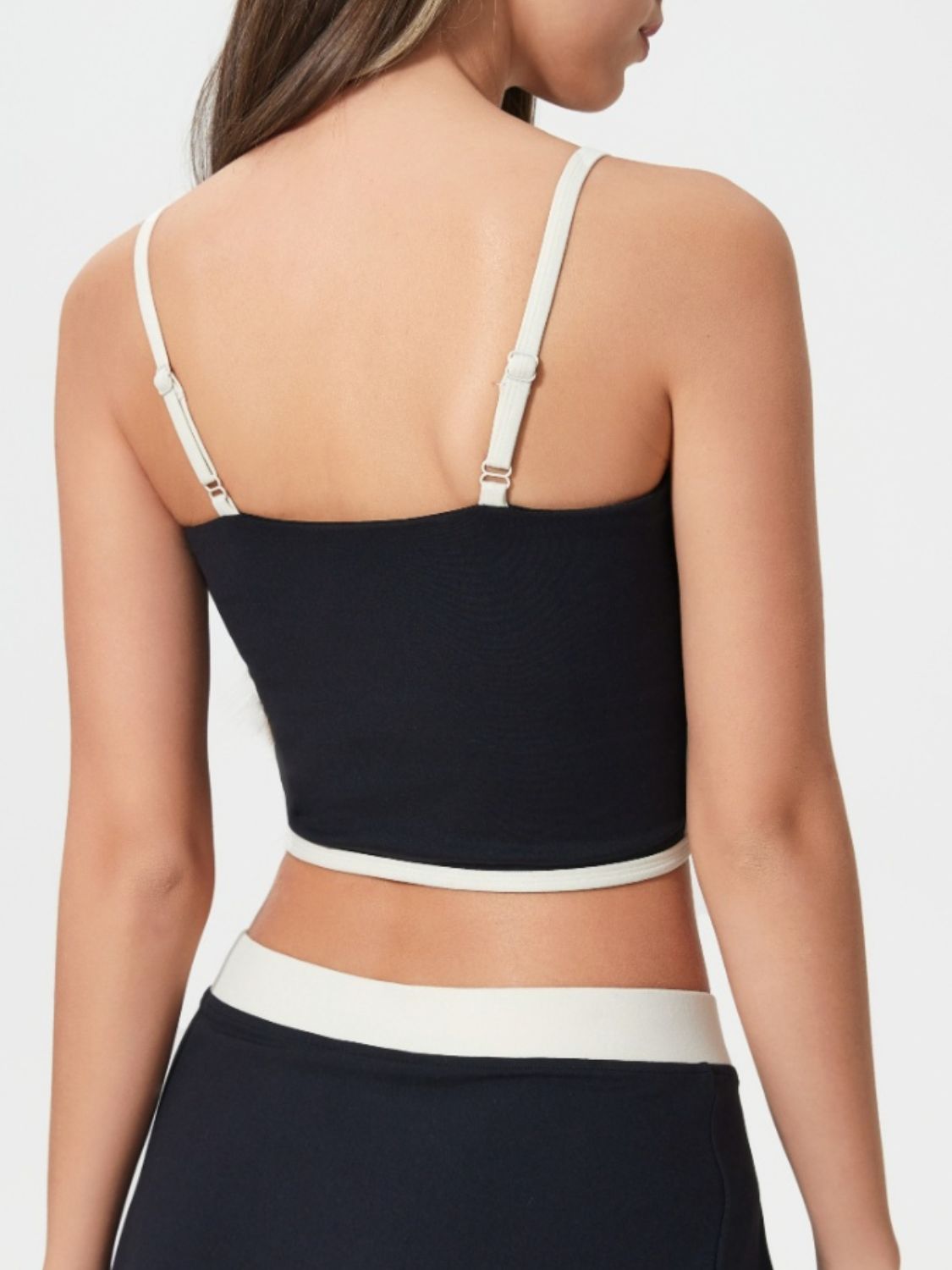 Millennia Contrast Trim Square Neck Active Cami with Detachable Chest Pads