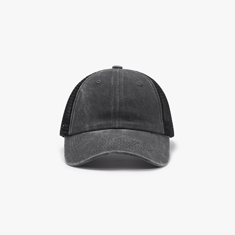 Breathable Mesh Adjustable Baseball Cap Dark Gray One Size