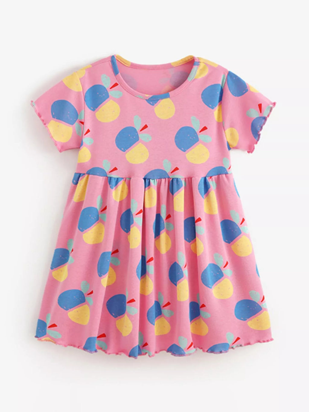 women's children's printed short sleeve dress - detail shot