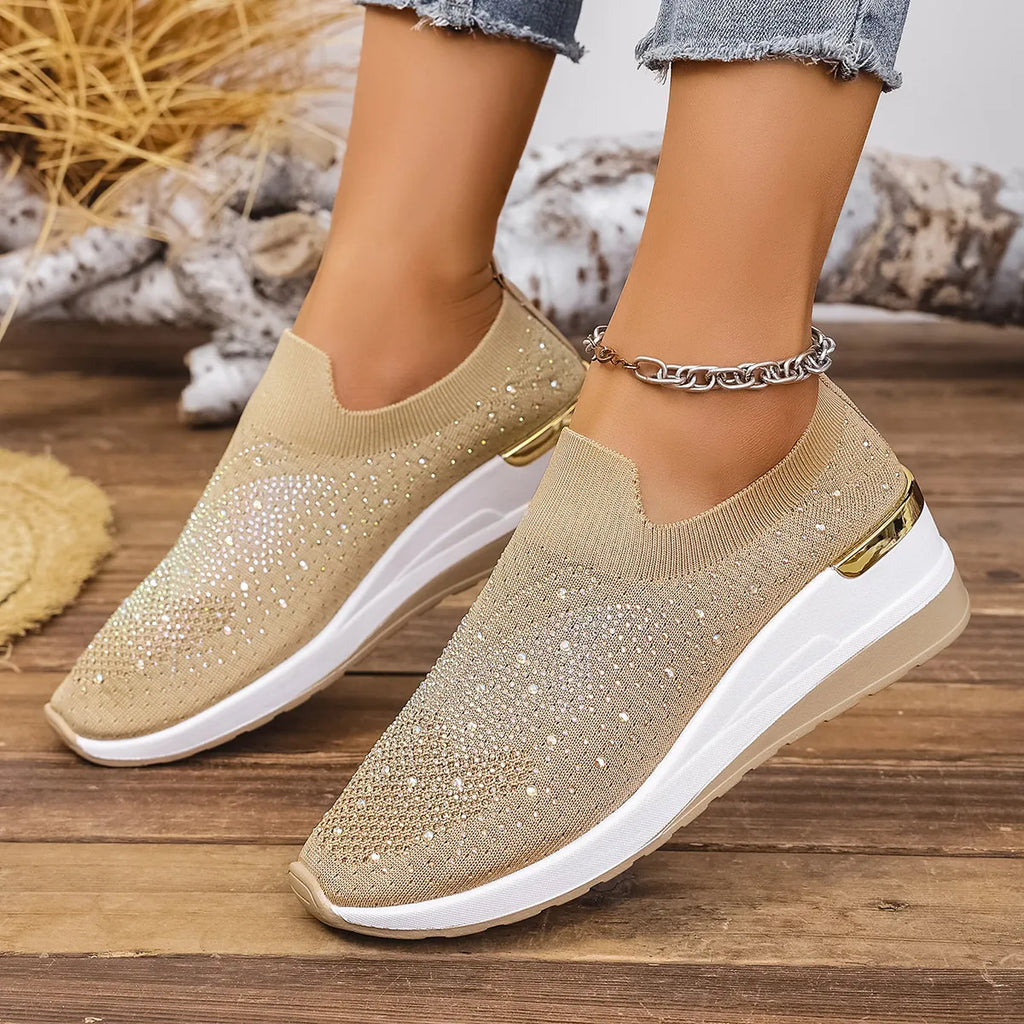 women's rhinestone wedge sneakers - additional image