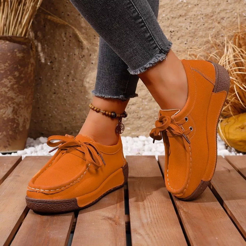 women's round toe lace up sneakers - extra view