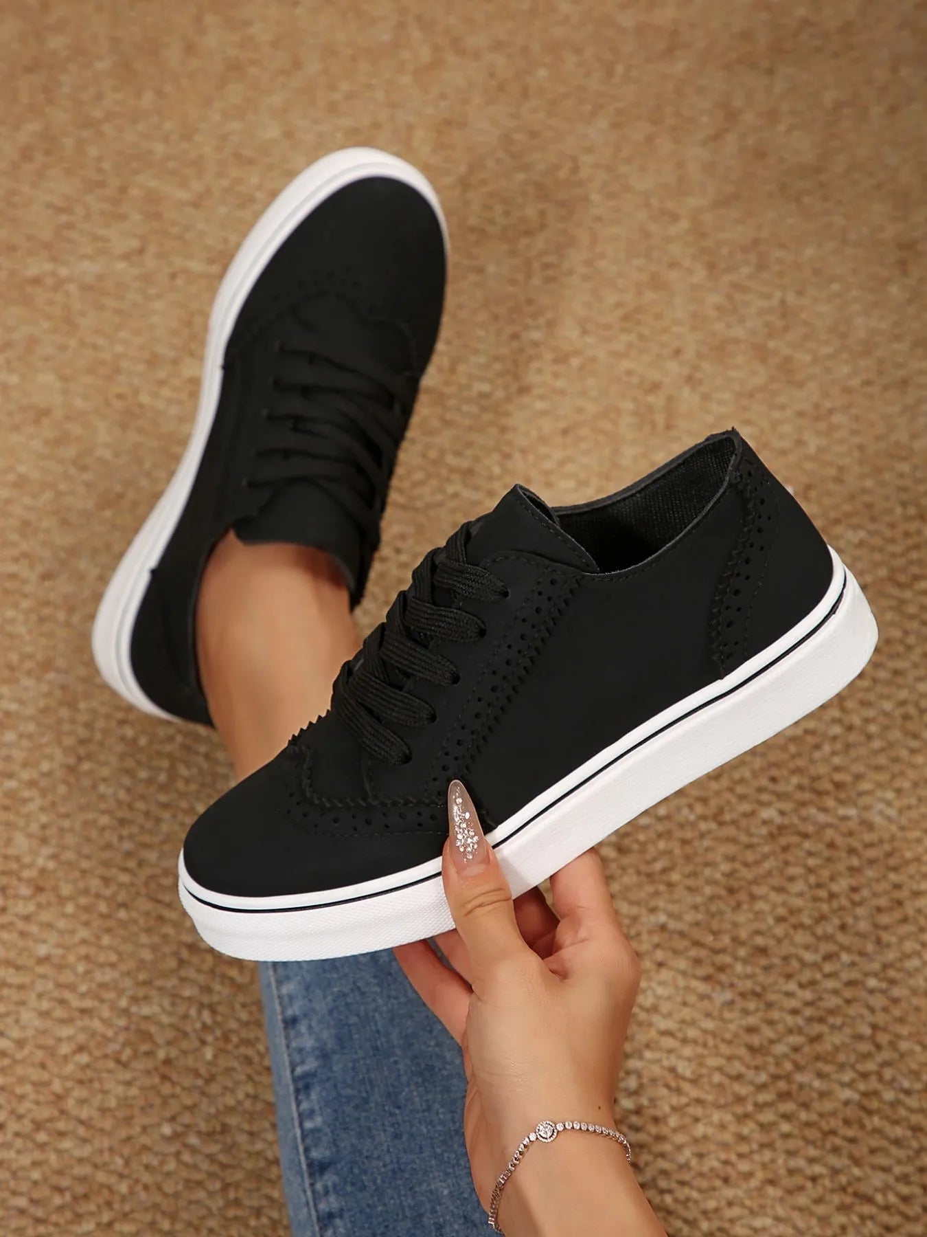 women's lace up round toe platform sneakers - lifestyle shot