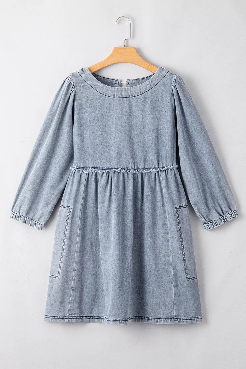 women's vintage wash denim dress with pockets - extra view