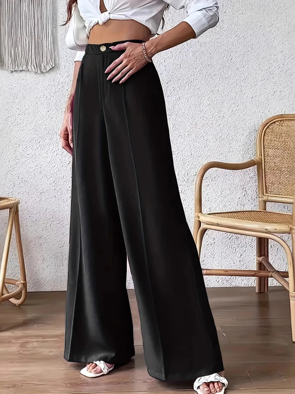 High Waist Wide Leg Pants Black