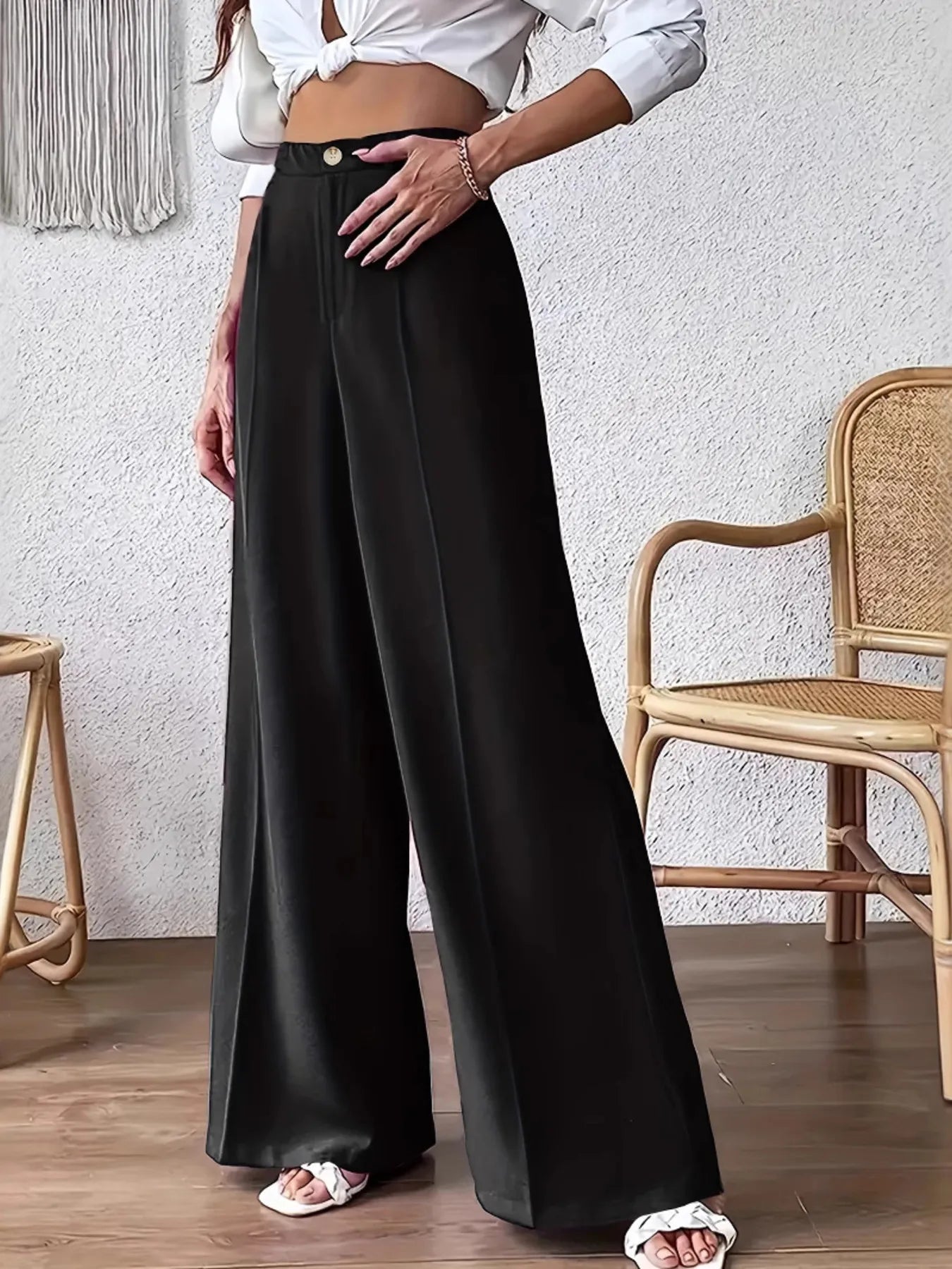 High Waist Wide Leg Pants Black