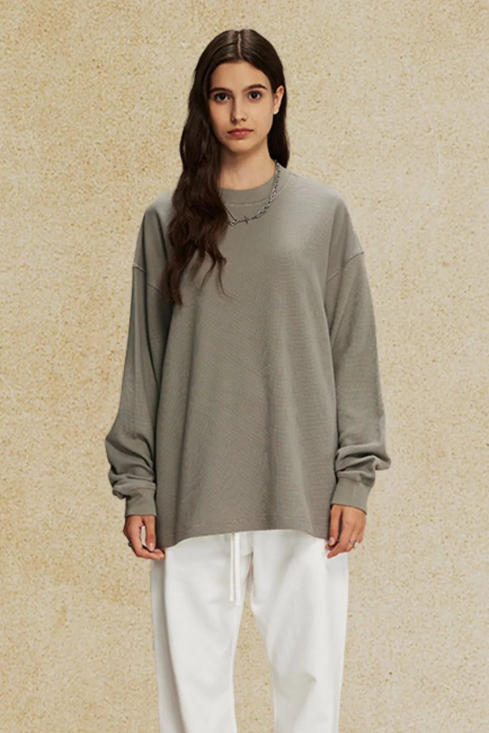 Men's Round Neck Long Sleeve T-Shirt Gray
