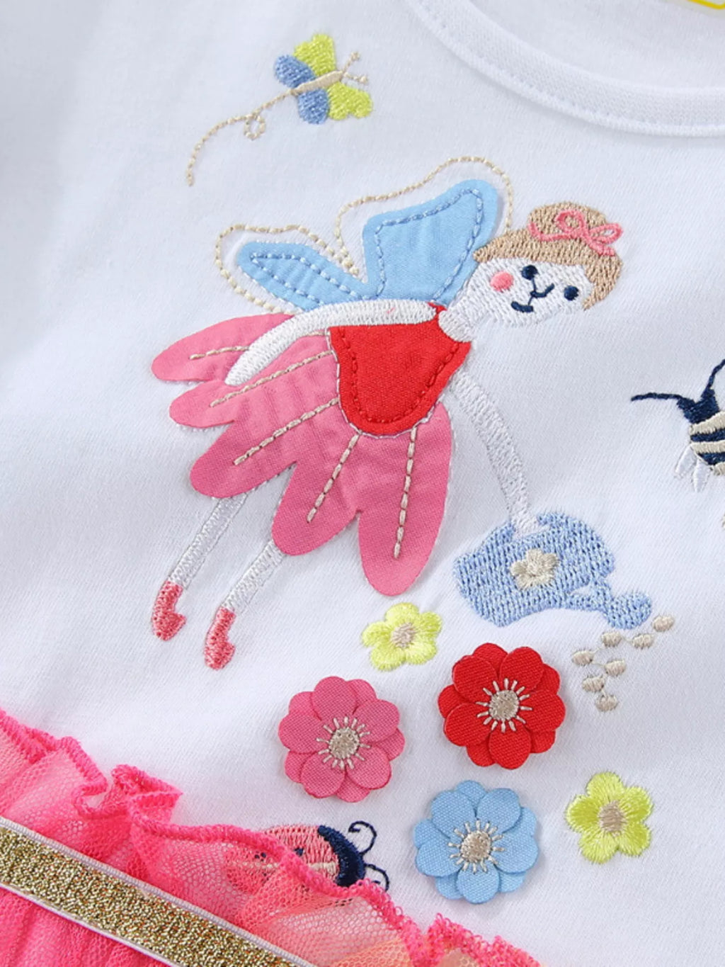 women's children's fairy applique rainbow tulle dress - back view