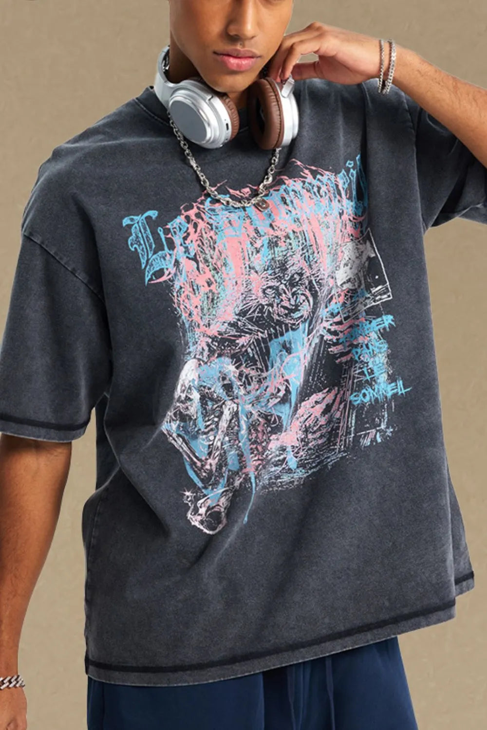 Men's Graphic Round Neck Half Sleeve T-Shirt