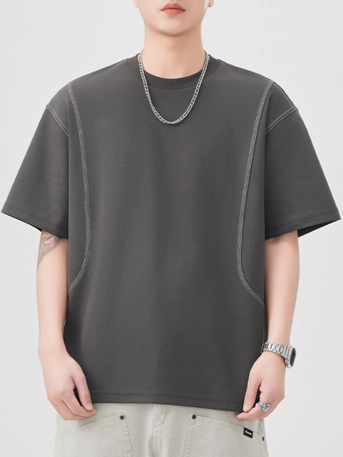 men's men's plus size round neck relaxed fit t-shirt - lifestyle shot