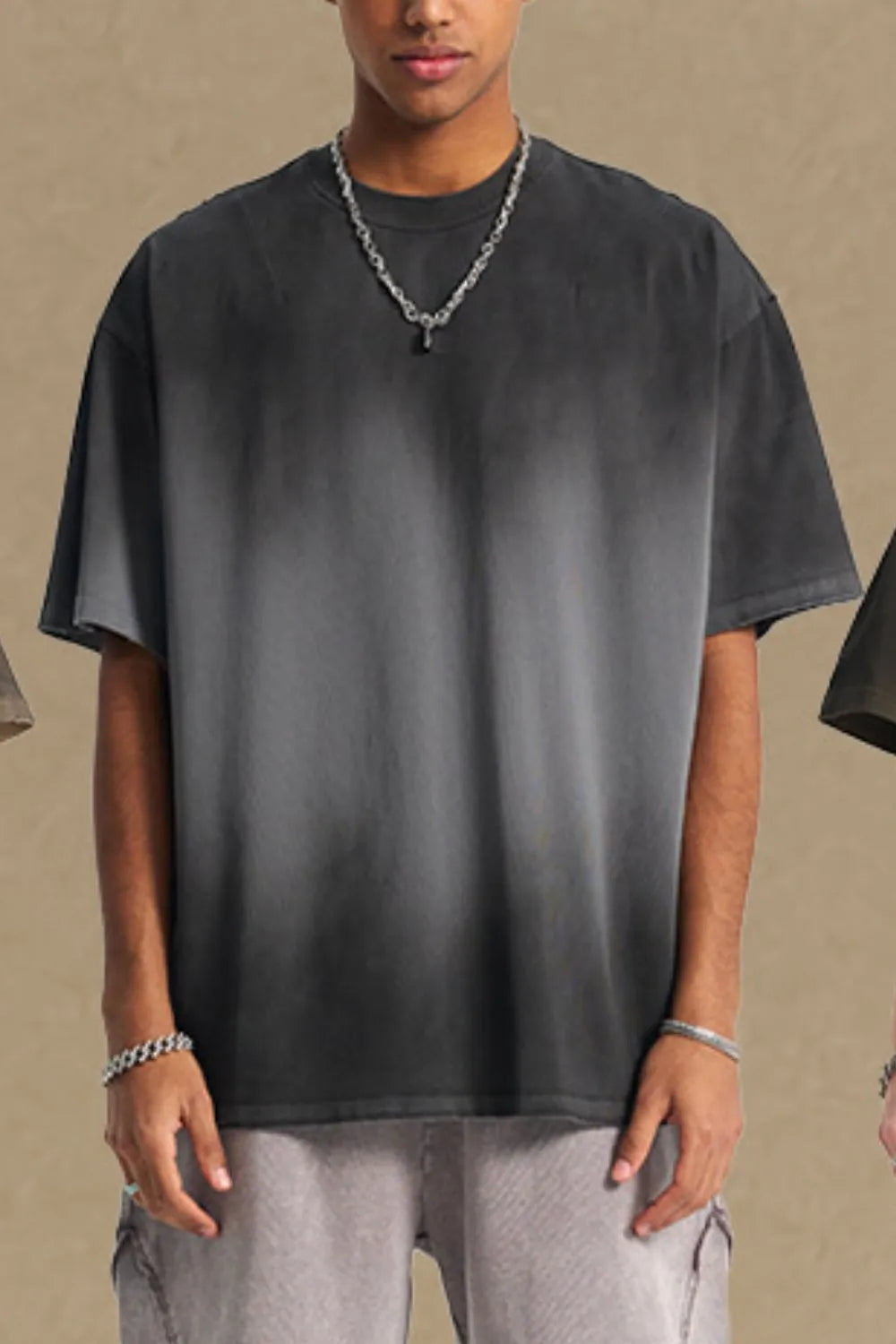 men's gradient round neck half sleeve t-shirt men’s casual tee