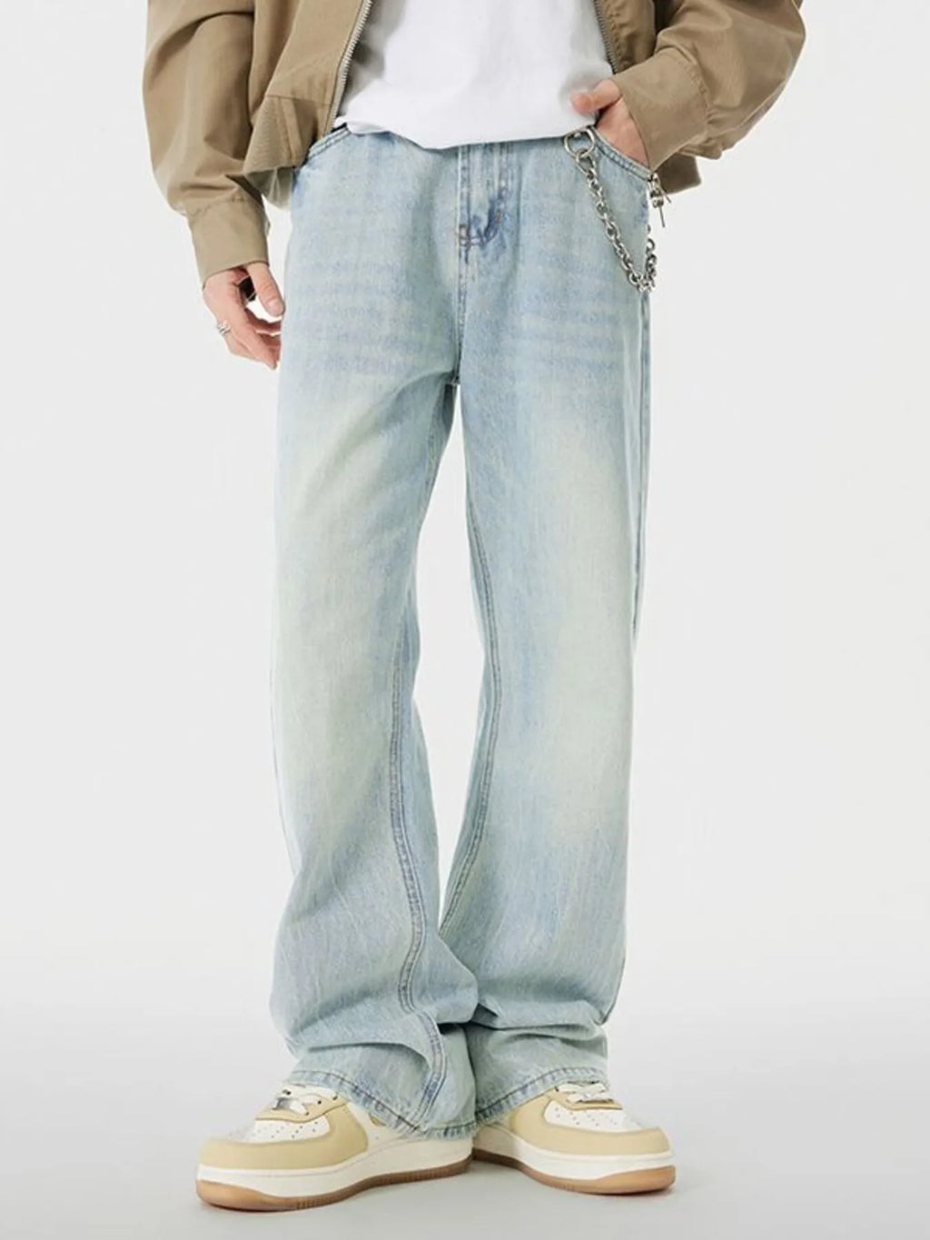 men's men's wash wide leg jeans - main product image
