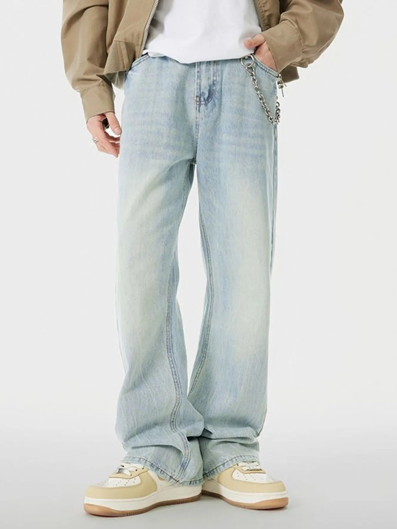 men's men's wash wide leg jeans - main product image