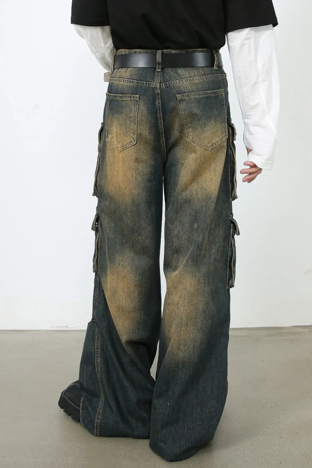 Men's Washed Wide Leg Jeans