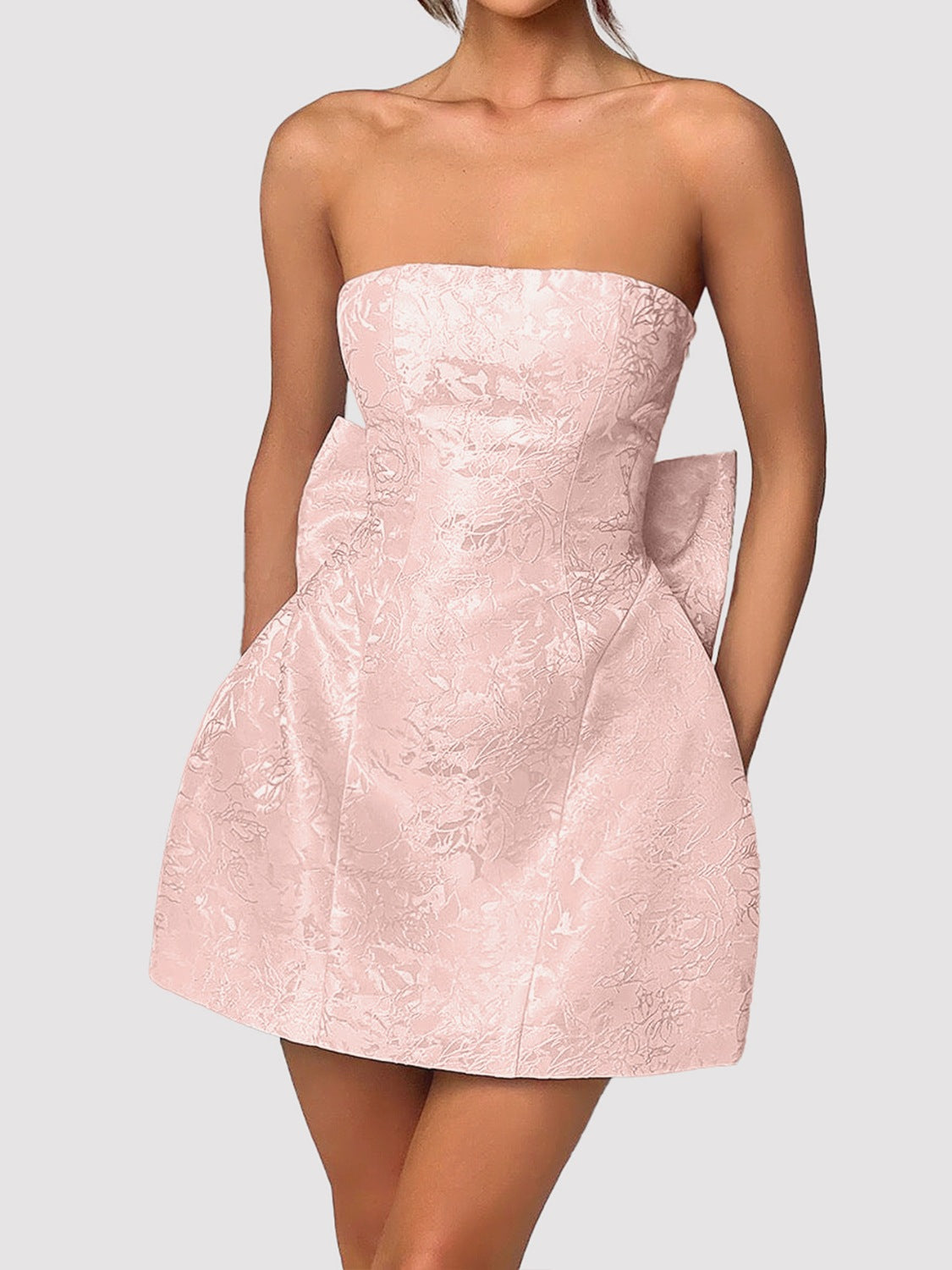 Lace-Up Sleeveless Satin Mini Dress with Bow