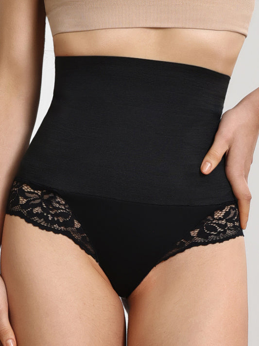 Lace Detail High Waist Shaping Panty Black