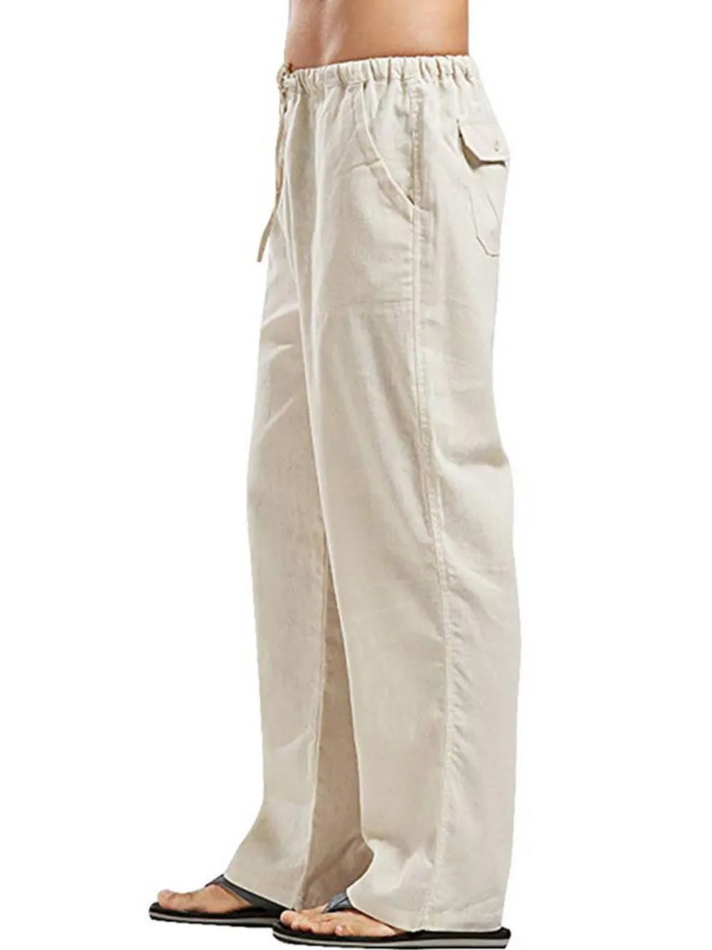 Men's Full Size Drawstring Pants with Pockets Plus Size Khaki