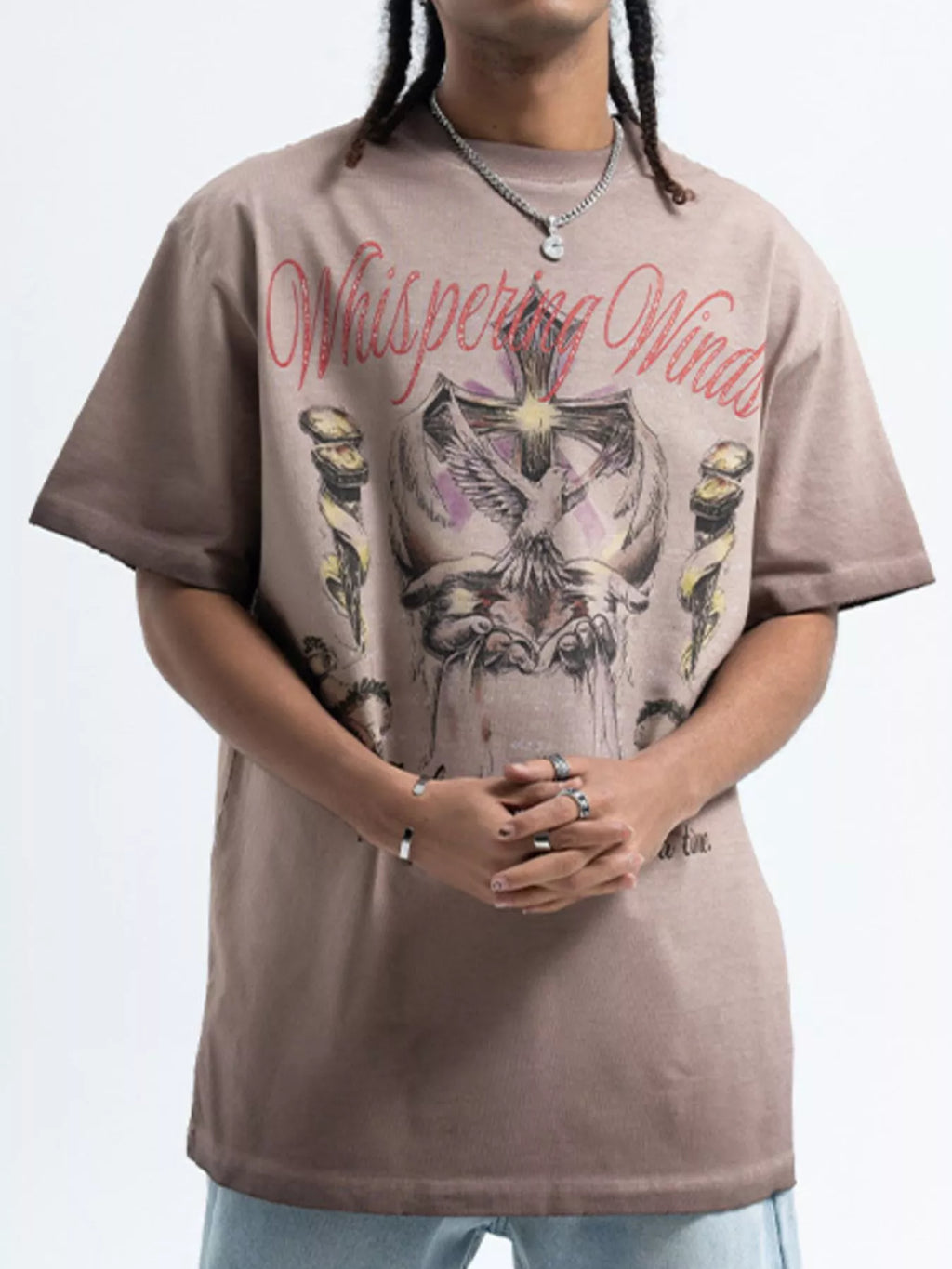 men's men's whispering winds graphic vintage round neck t-shirt - alternate angle