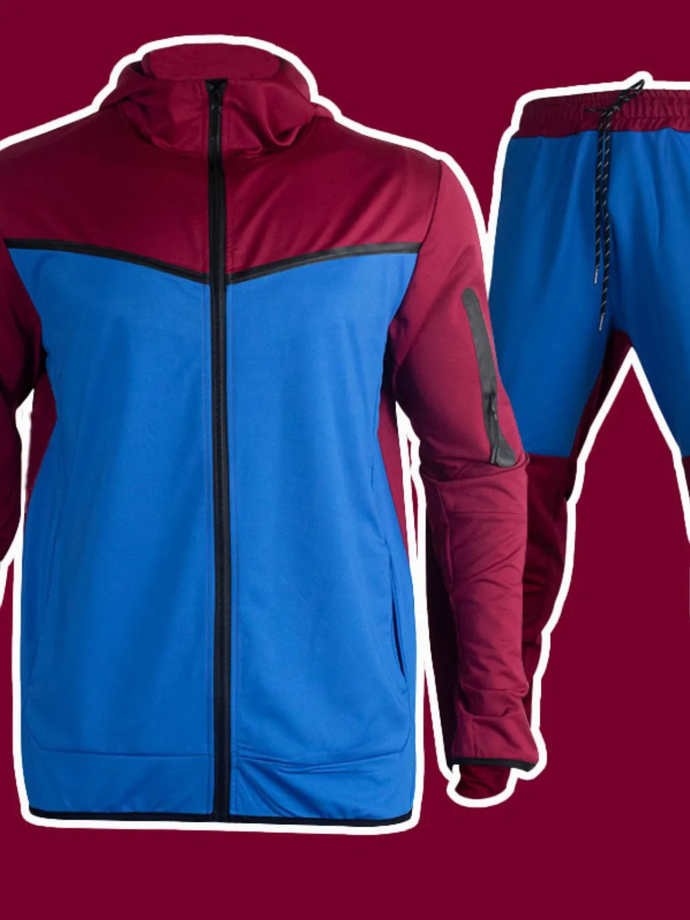 Men's Full Size Zip Up Top and Pants Set Plus Size