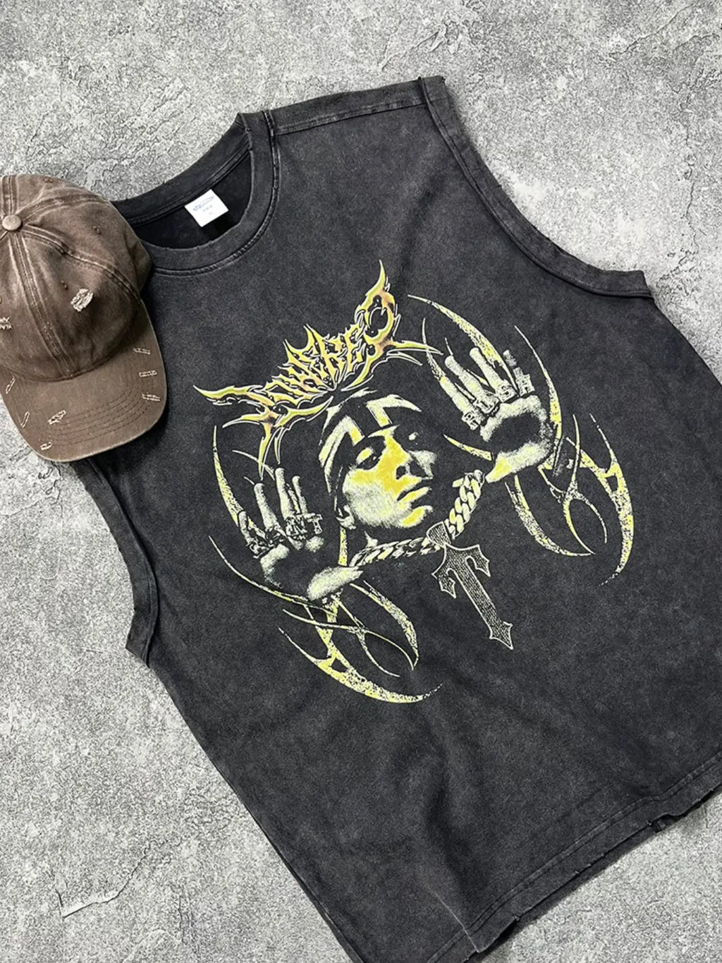 men's graphic round neck tank men’s short-sleeve top