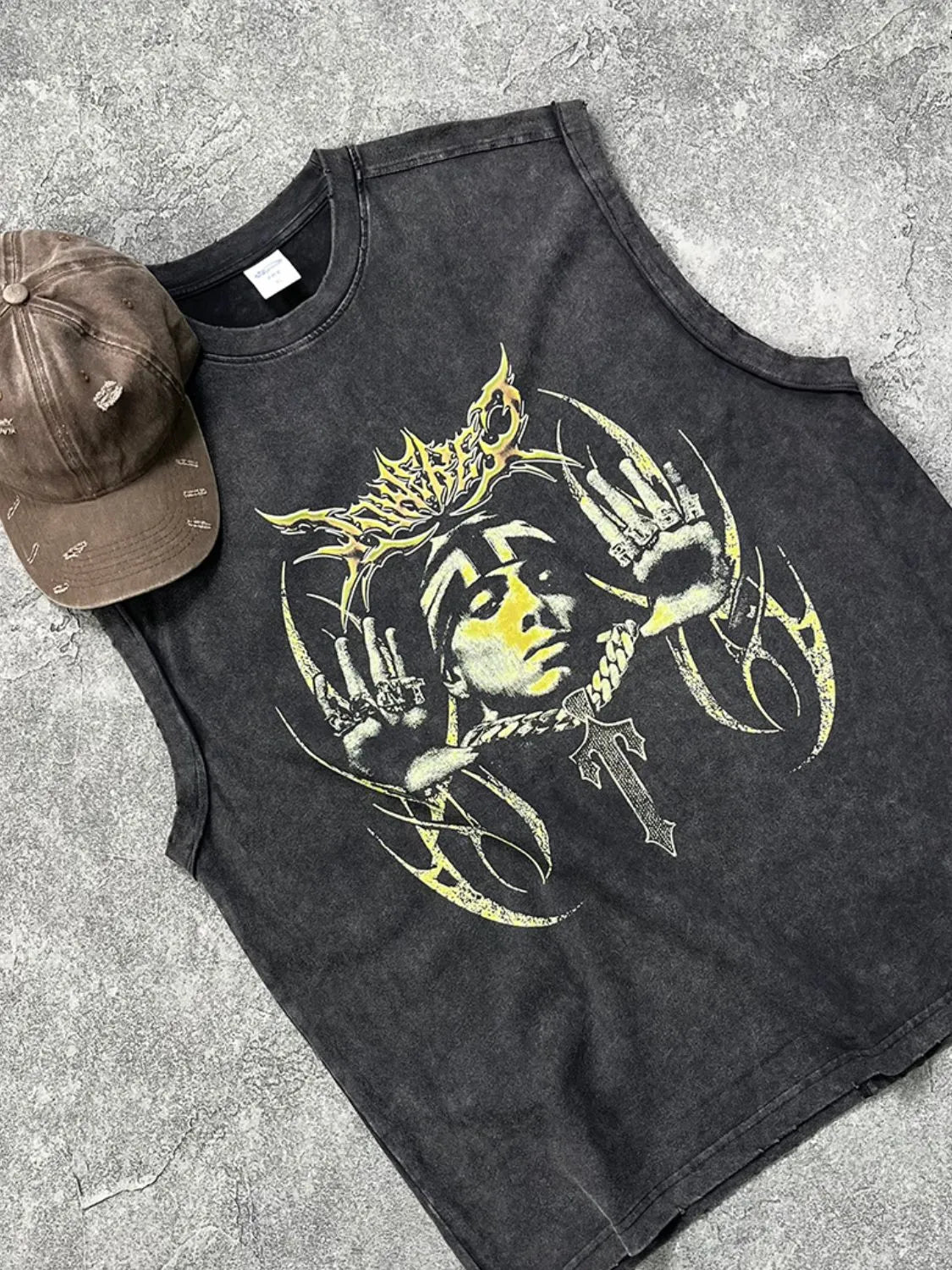 men's graphic round neck tank men’s short-sleeve top