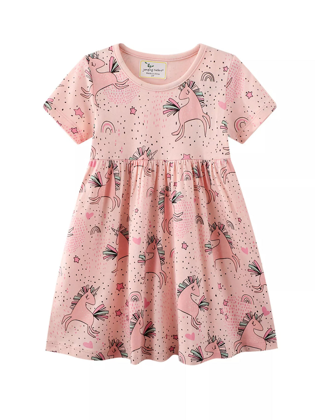 women's children's unicorn print round neck summer dress - main product image