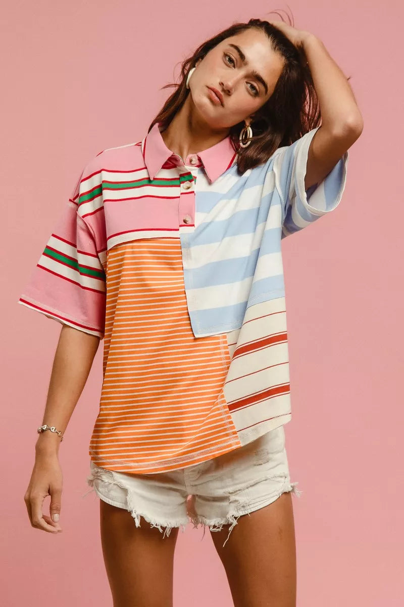 women's bibi mix and match stripe color block shirt - extra view