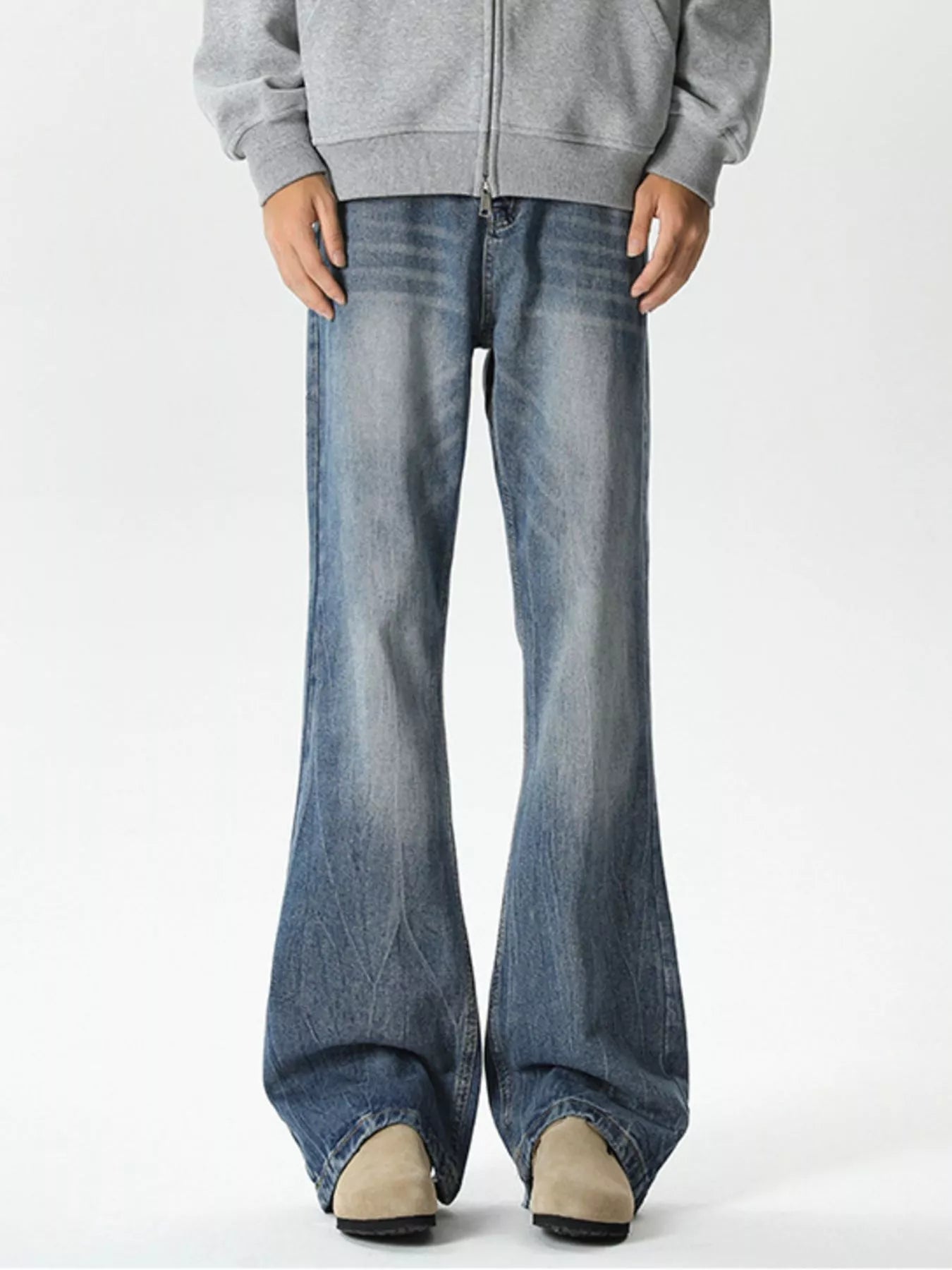 men's men's plus size vintage wash wide leg jeans - additional image