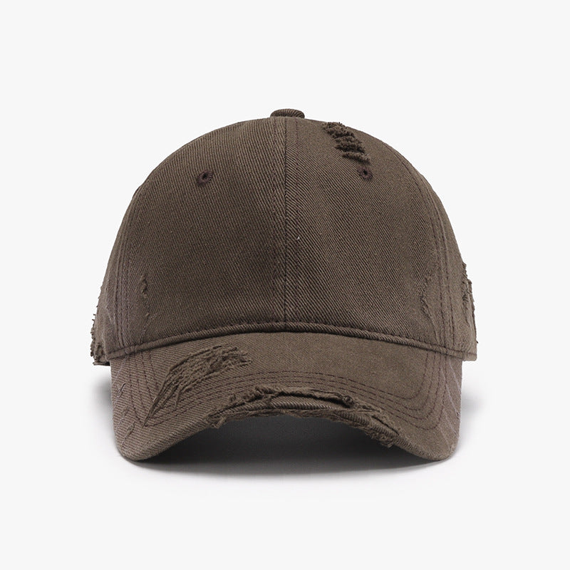 Distressed Adjustable Cotton Hat Mocha One Size