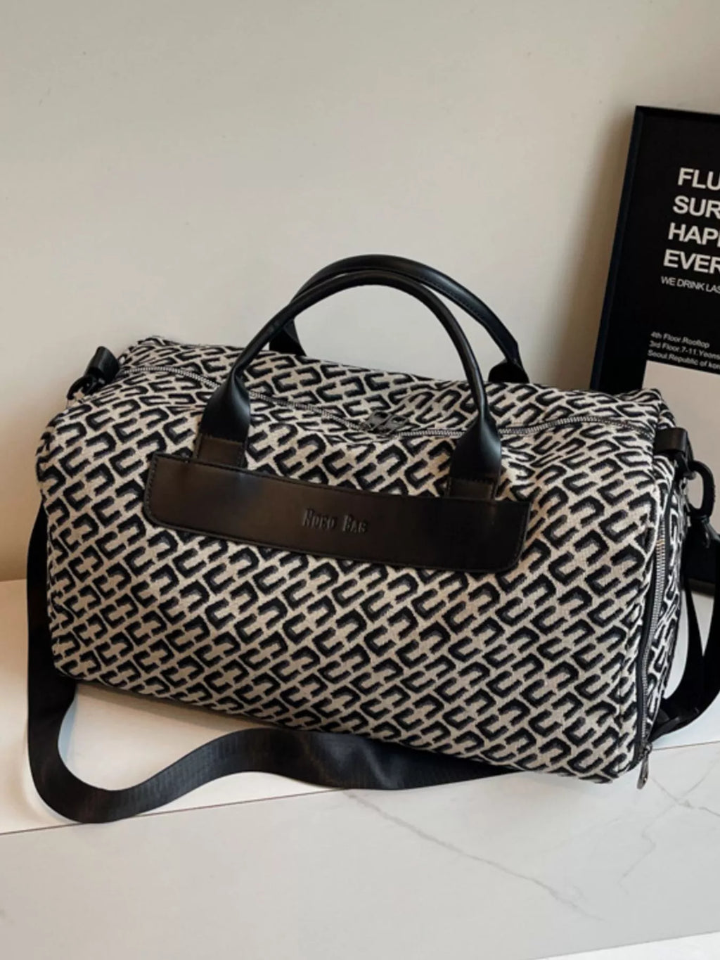 women's geometric pattern travel bag - lifestyle shot