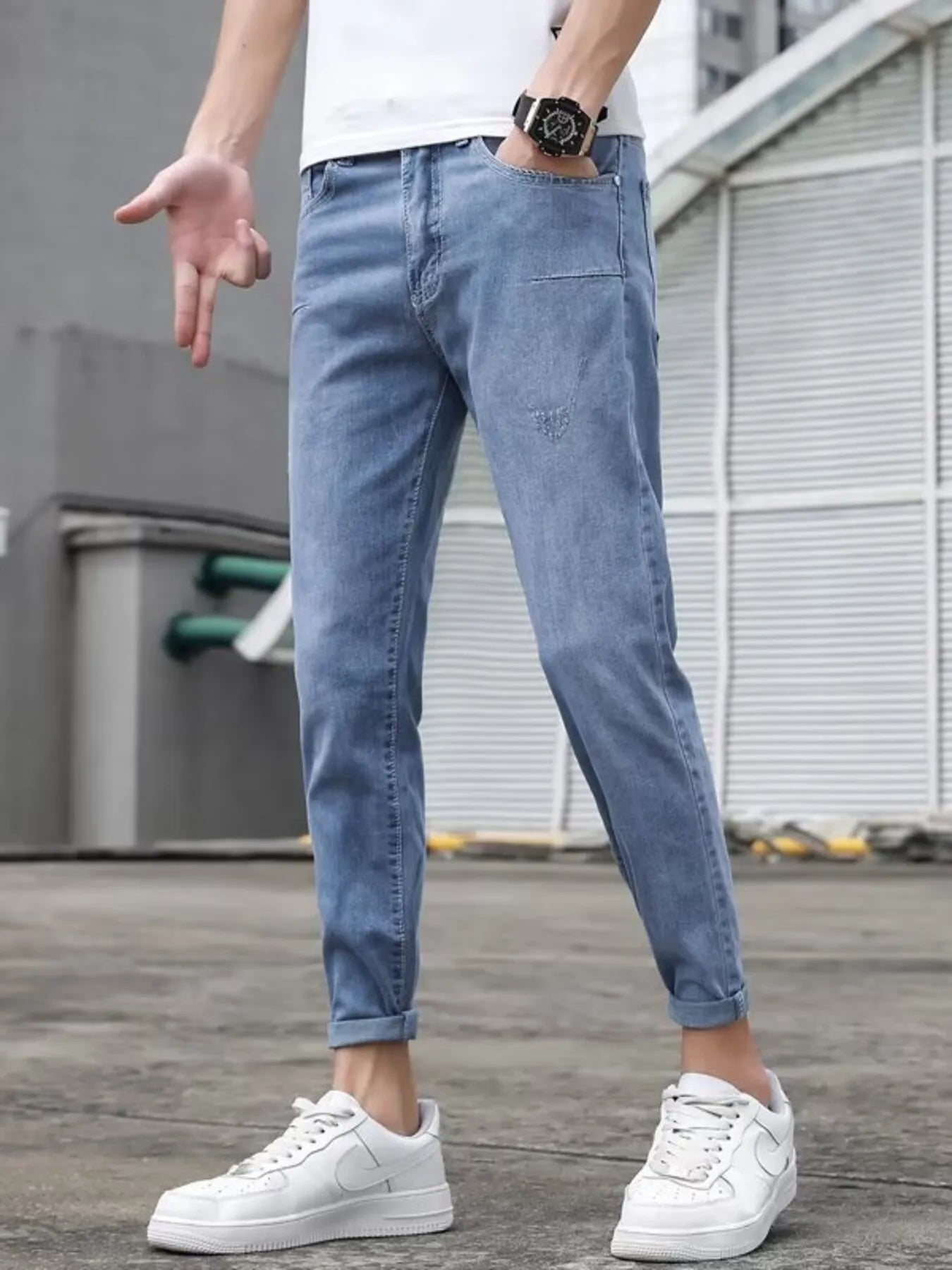 men's men's slim-fit wash jeans - side view