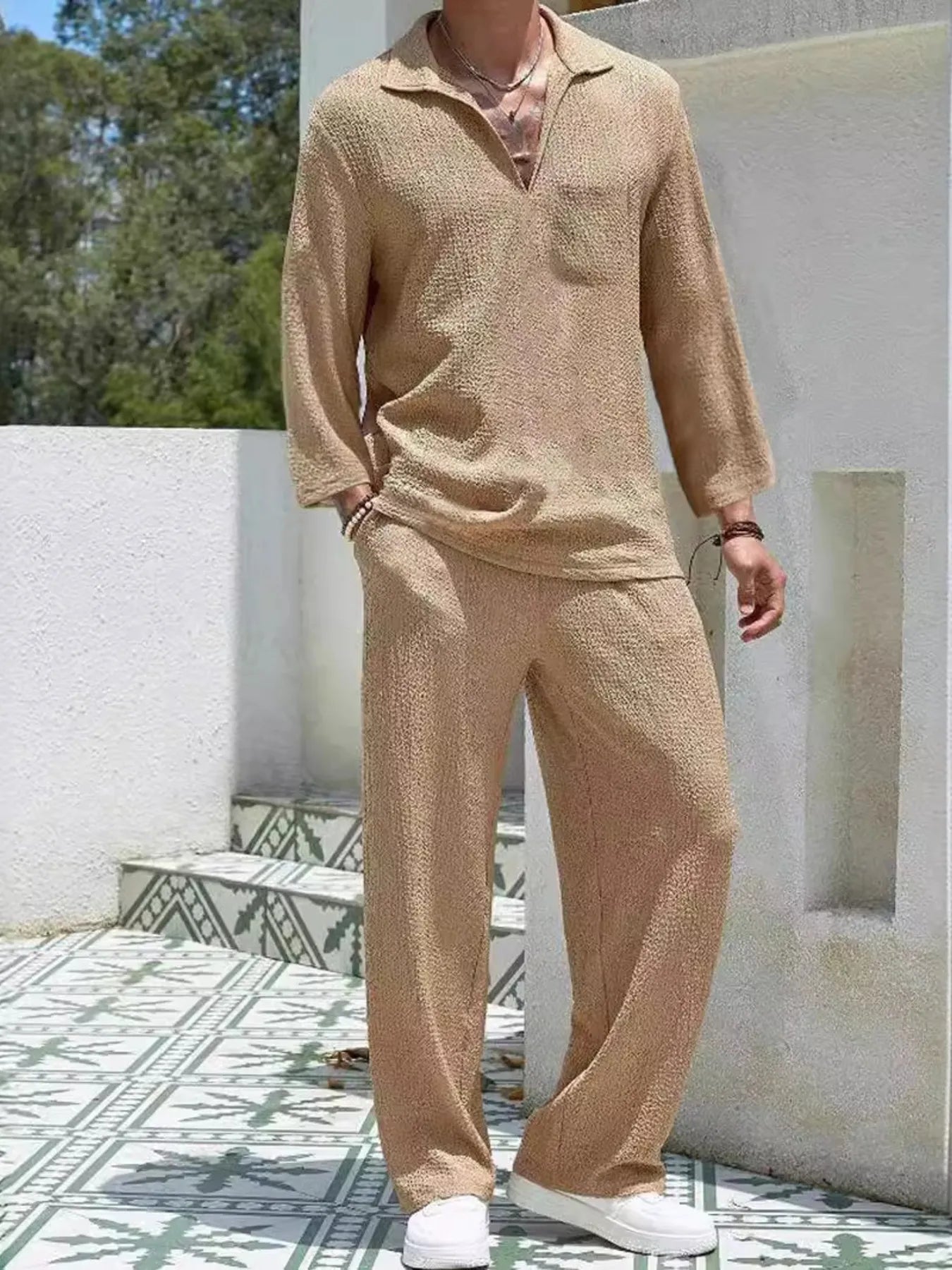 men's men's plus size long sleeve top and pants set - lifestyle shot